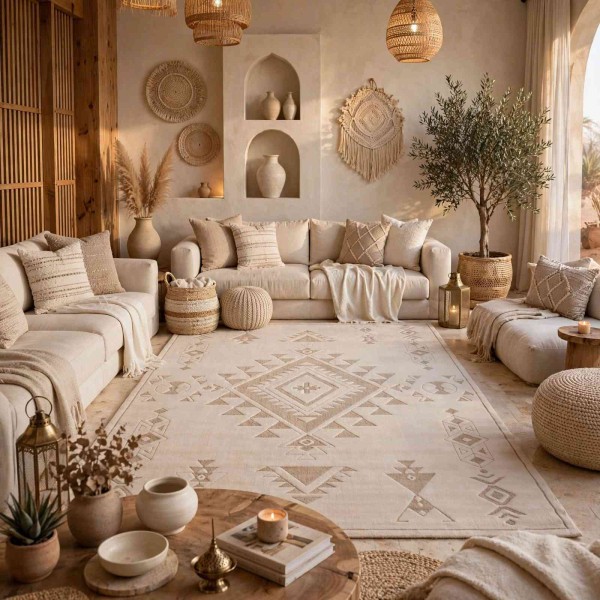 سجاد مودرن العليا تركي R0409A بيج غامق مقاس 150*220