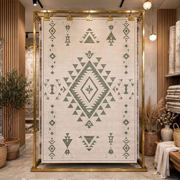 سجاد مودرن العليا تركي R0409A اخضر مقاس 100*200
