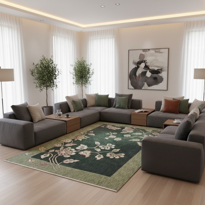 Mood Bohemian Turkish Carpet J593AC GREEN Size 150*220 Mood Bohemian Turkish Carpet J593AC GREEN Size 150*220