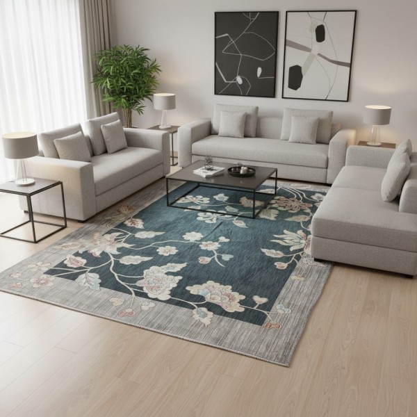 سجاد مود بوهيمي تركي J593AC انثراسيت رصاصي مقاس 100*200