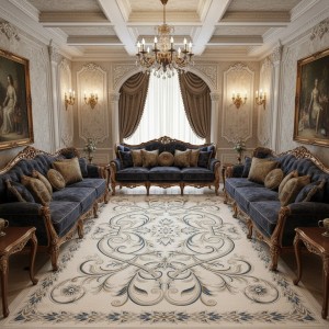 سجاد اويال تركي 9661D ابيض سماوي مقاس 80*150