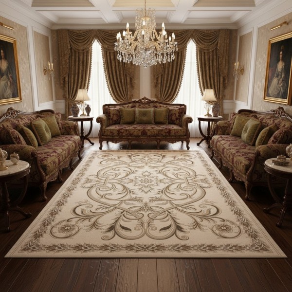 Turkish OPAL Carpet 9661D  WHITE BEIGE Size 300*400