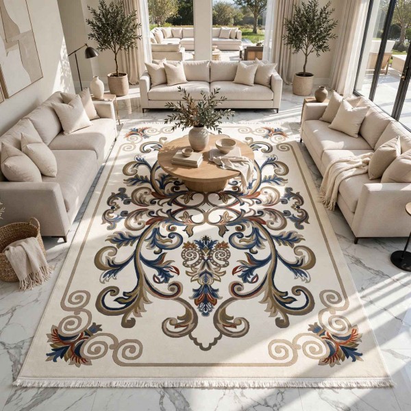 Turkish rug SEOUL French pattern FG7341 Light cream coken size 150*220
