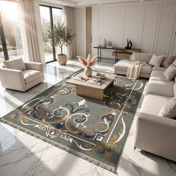 سجاد تركي سيول نقش فرنسي FG7247 سماوي كوكين مقاس 250*350