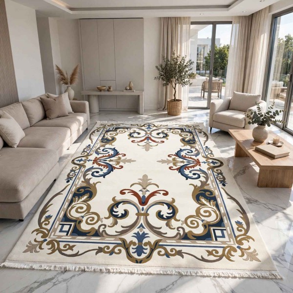 Turkish rug SEOUL French pattern FG7247 Light cream coken size 80*150